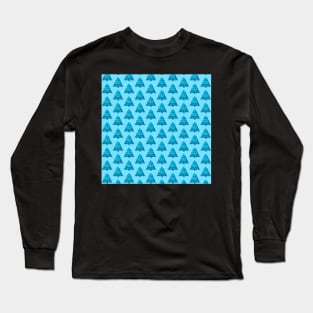 Christmas Tree Pattern Monochromatic Blue Long Sleeve T-Shirt